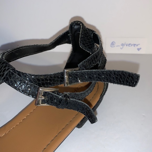 8 Black Express Double Strap Python Sandals - Picture 8 of 12